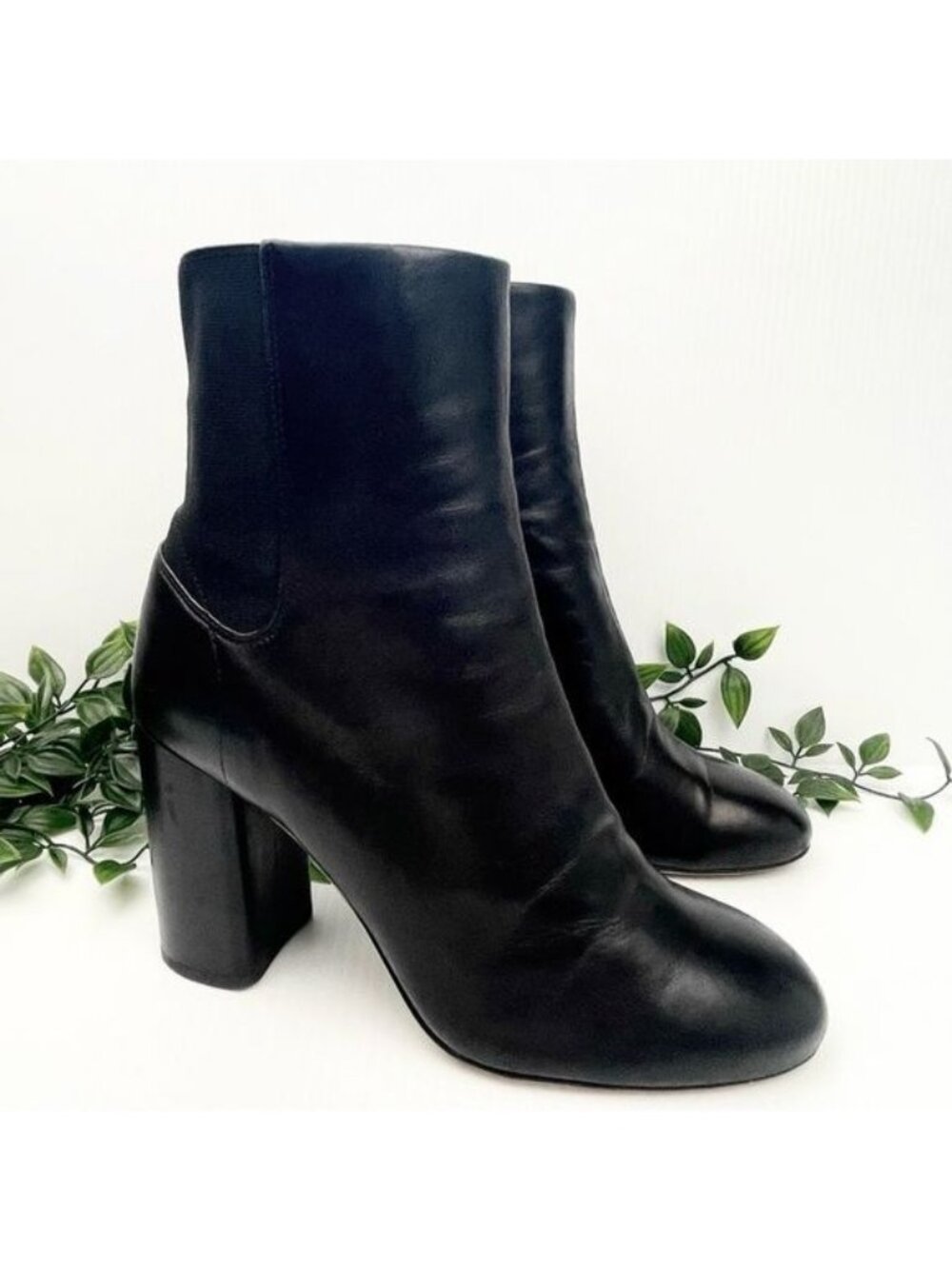 Rag & Bone Agnes Leather Heeled Ankle Booties in Black Italy 8.5